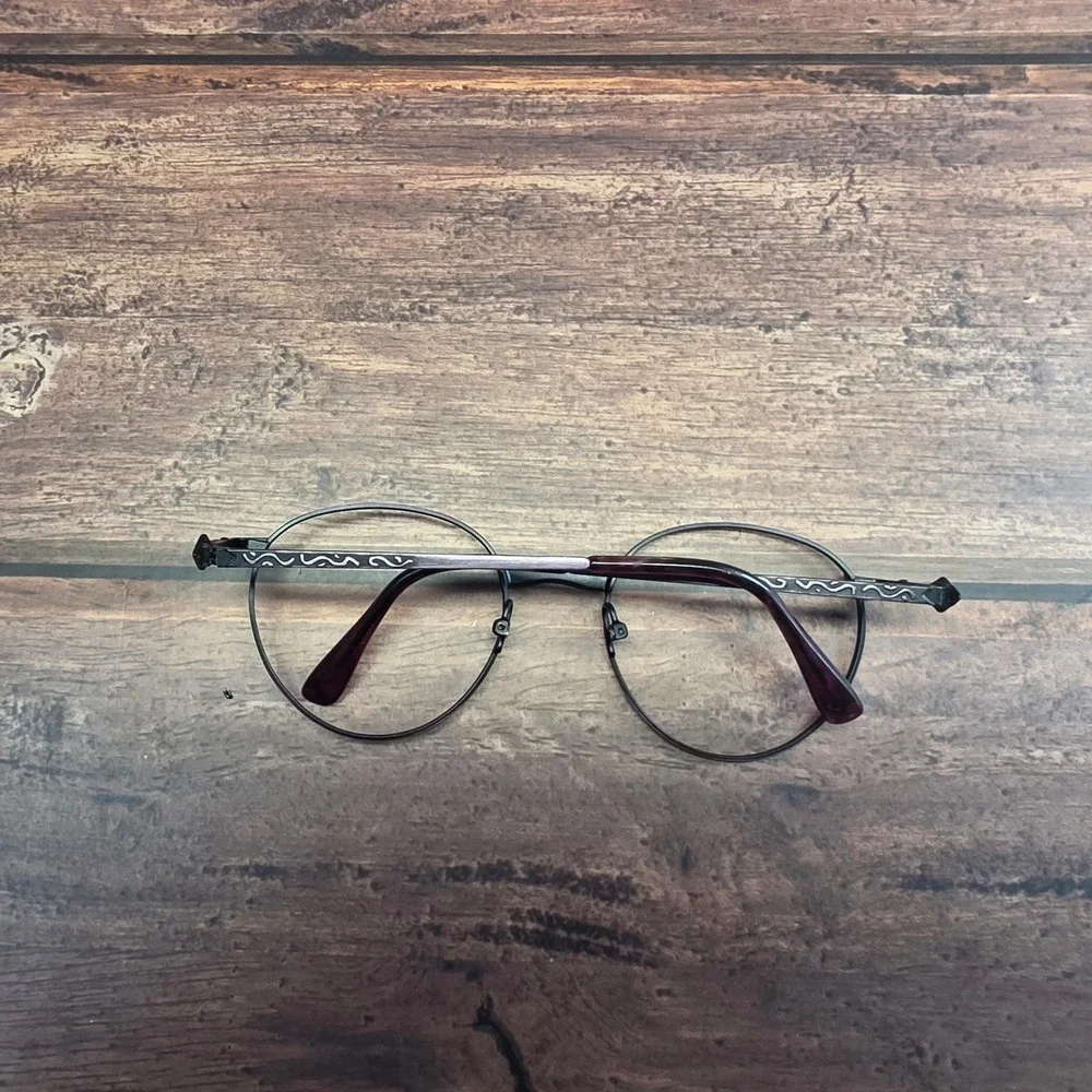 Anne Klein II L-2077 Round Metal Eyeglass Frames Japan 49-20-125 Pewter 044